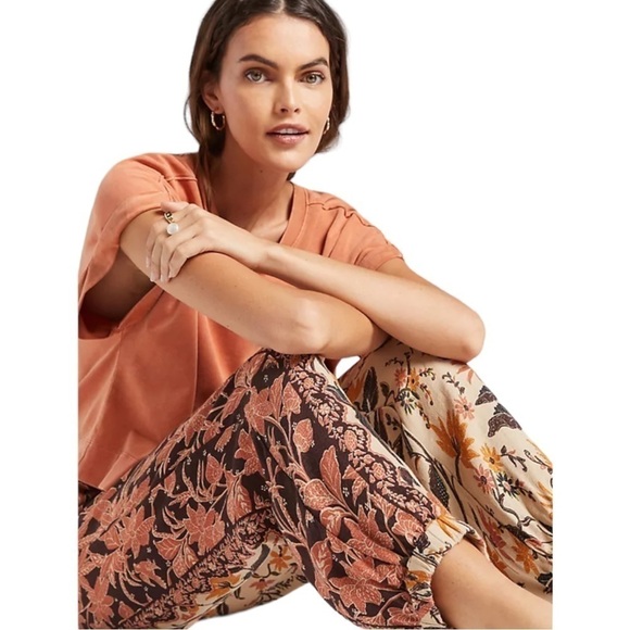 Anthropologie Multicolored Floral Smocked Balloon Leg Pants - Picture 2 of 8